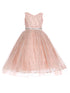 Big Girls Blush Rose Gold Glitter Tulle Sleeveless Junior Bridesmaid Dress 8-14 - SophiasStyle.com